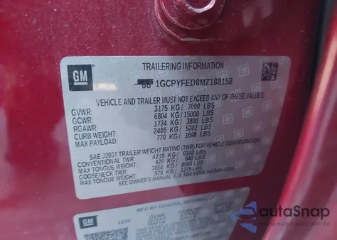 2021 Chevrolet Silverado 1500 4Wd Short Bed Lt Trail Boss from USA, damaged, VIN 1GCPYFED8MZ188158